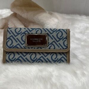 Liz Claiborne Tan and Blue wallet with Elegant Design